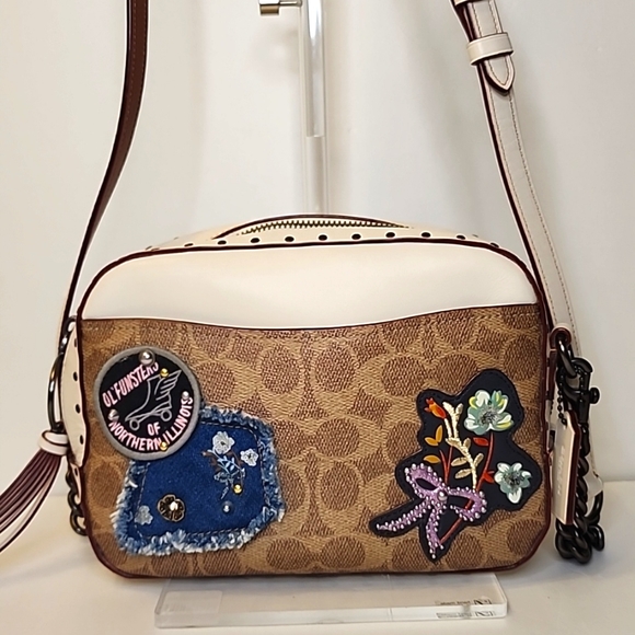 Coach Camera Bag Patches In Signature Tan Chalk - Picture 2 of 16